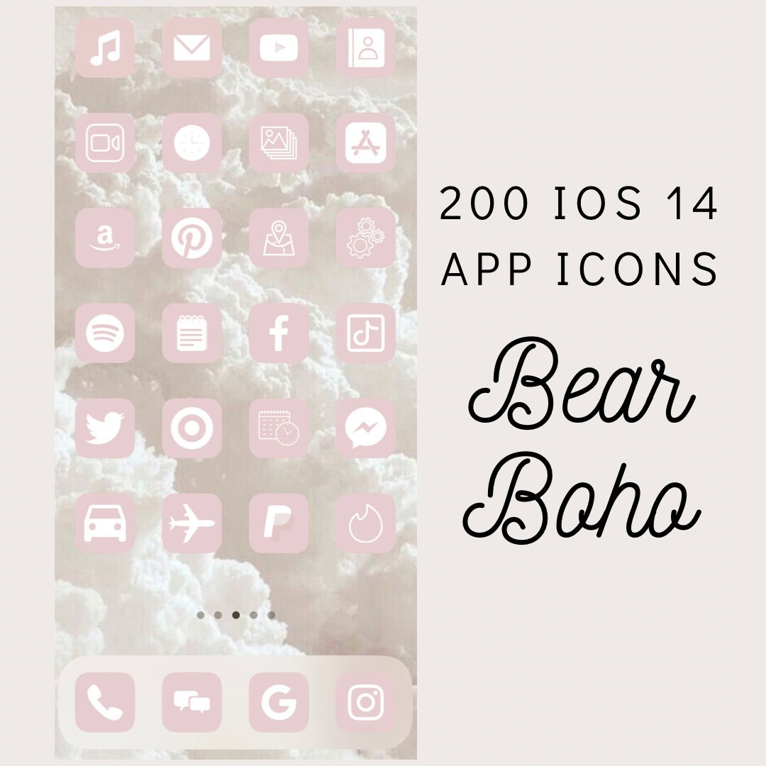 200 IOS 14 Icons, Neutral Pink App Icons, IOS 14 Pink Aesthetic - Main Image