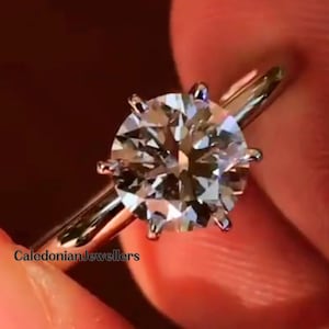 2.00CT Brilliant Round Cut Moissanite Engagement Ring, Simulated Round Wedding Ring, 6 Prong Round Cut Proposal Ring, Sterling Silver Ring.