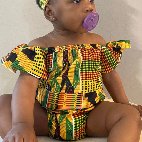 Baby African Clothing | Kente dress| Kente Onesie | Ankara Dress | African baby clothes | African baby dress | Baby African clothes