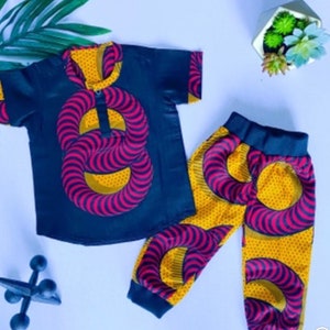 African Print Toddler Top and Pant Set, Ankara Toddler Set