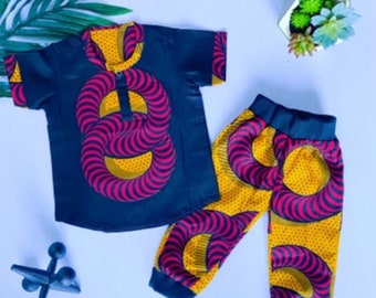 African Print Toddler Top and Pant Set, Ankara Toddler Set