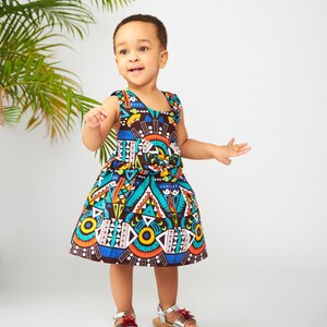 Baby Blue Aztec Print Bow Front Babydoll Dress image 3