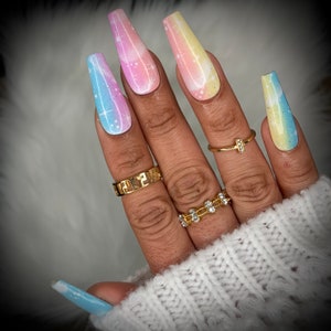 Rainbow Skies Pastel Ombre Nails Rainbow Nails Press on - Etsy