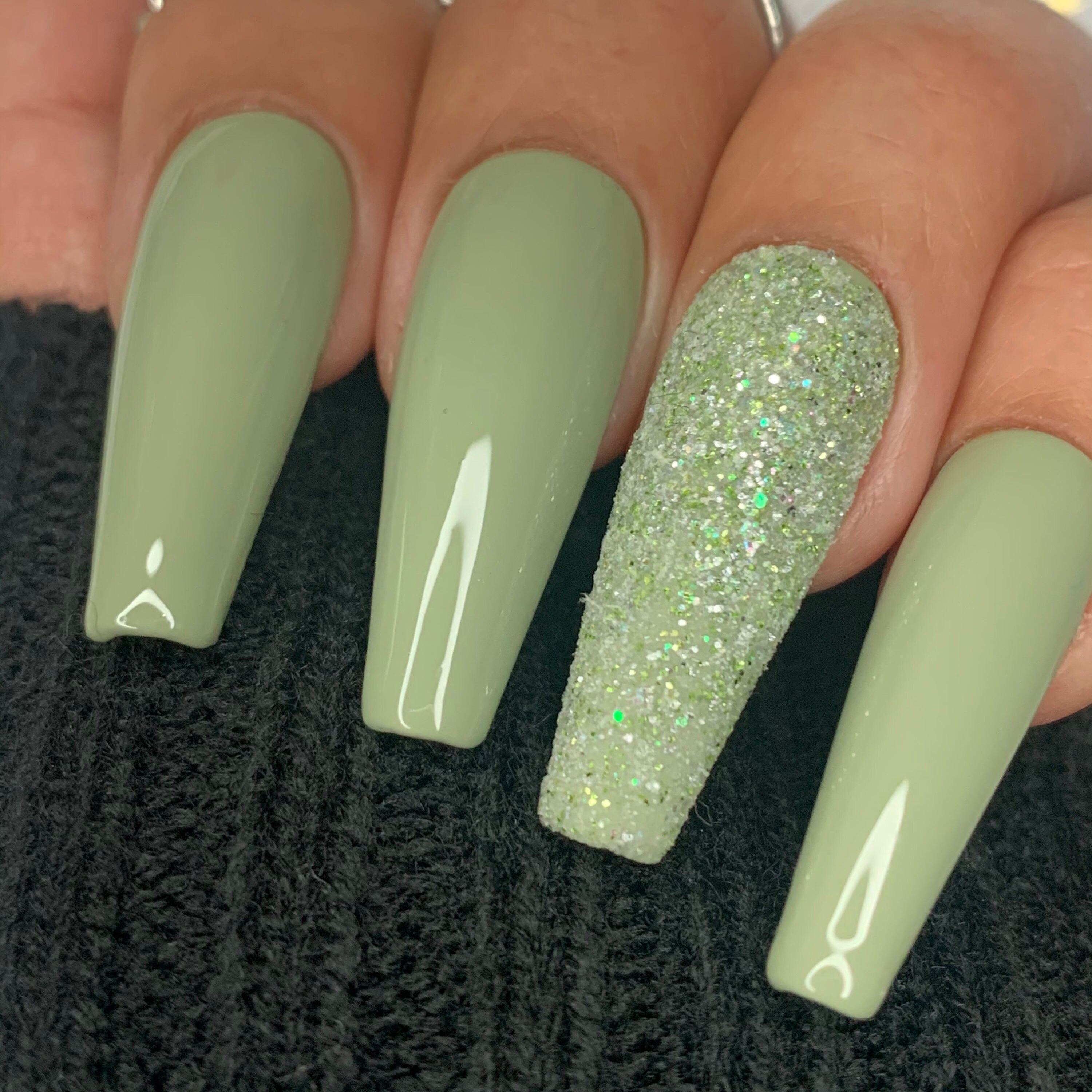 Olive You press on Nailscoffin Ballerina Green Nails glue - Etsy