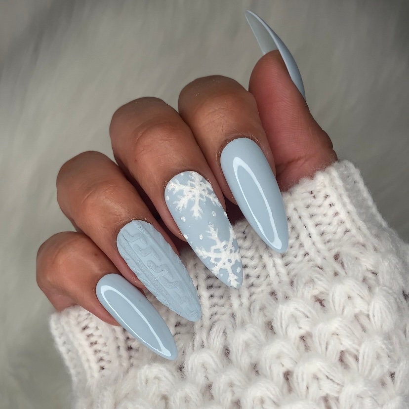 light blue winter nail designs
