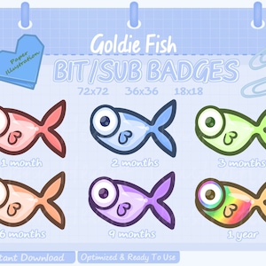 Goldie Fish bit/sub badges for Twitch