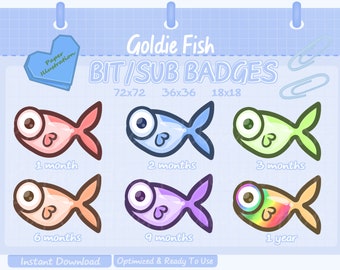Goldie Fish bit/sub badges for Twitch