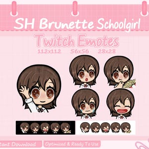Short Hair Brunette Schoolgirl emote set for Twitch and Discord