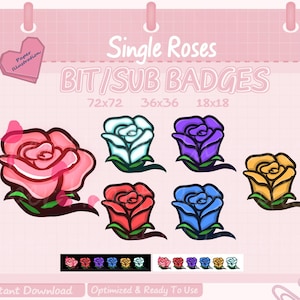 Single Roses Bits/Sub Badges for Twitch and Discord