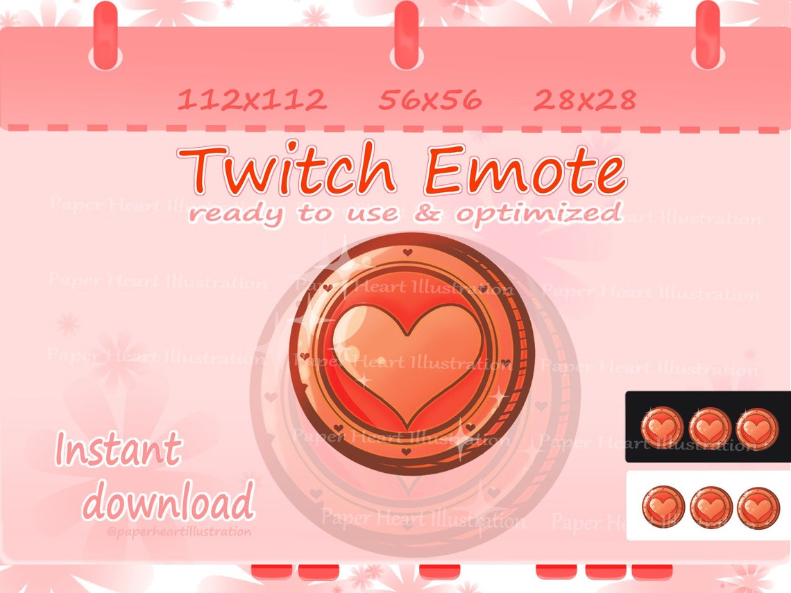 Rose Gold Heart Coin/ Channel Points Emote for Twitch and | Etsy