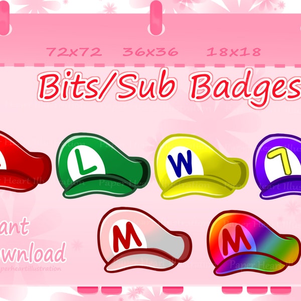 Mario hats BITS/SUB badges for Twitch