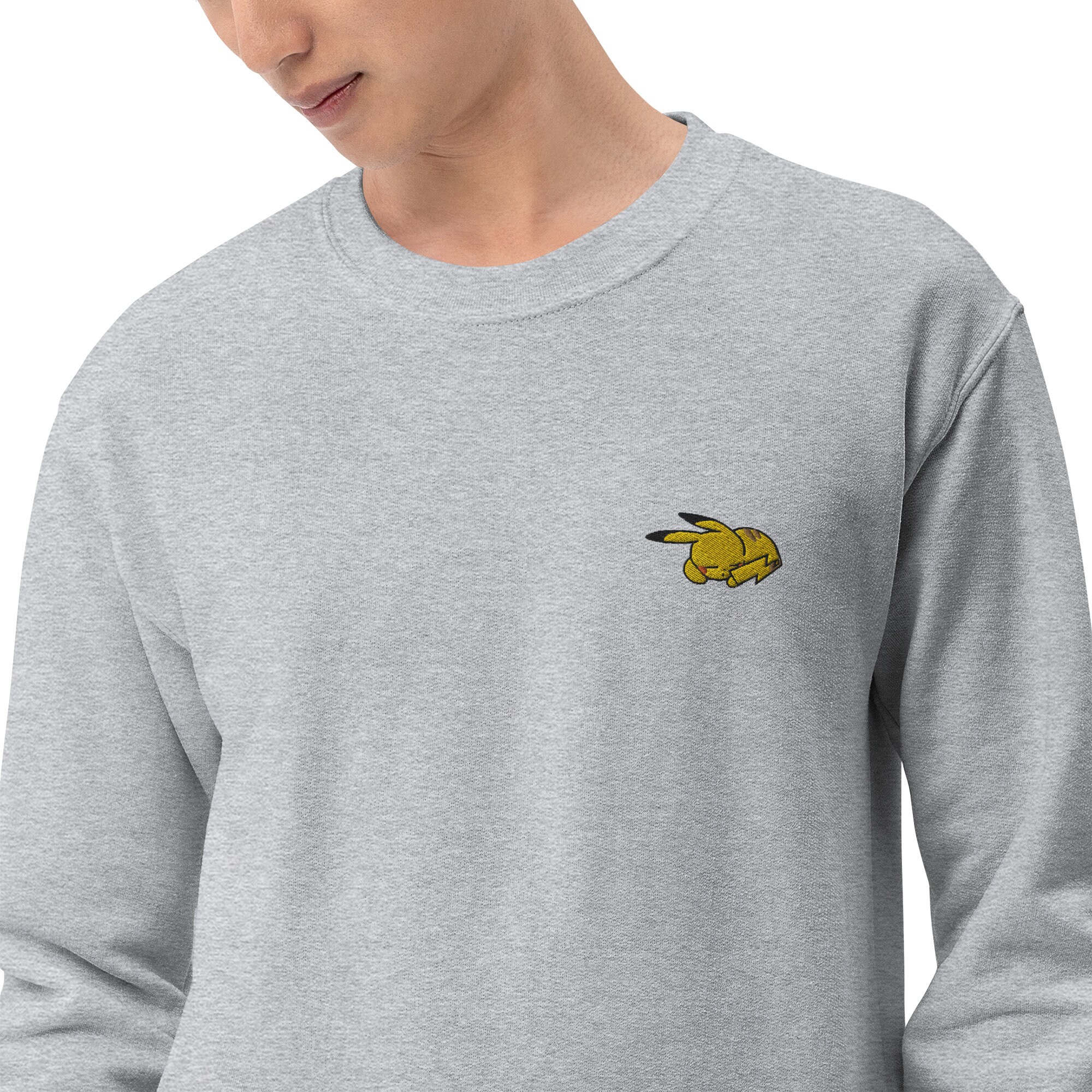 Discover Pika Dormir PKM Dessin Animé Japonais Sweatshirt Brodé