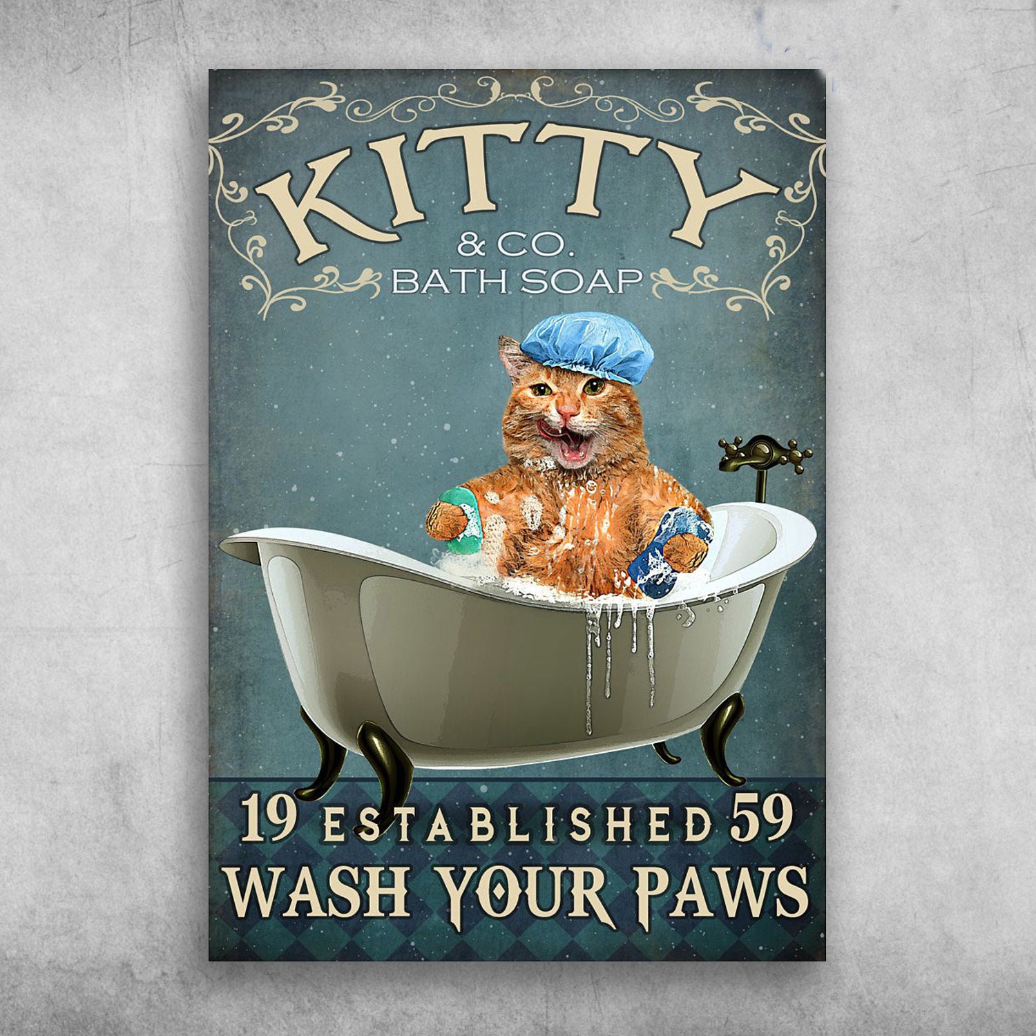 Cat In Bath Kitty And Co Bath Soap And Wash Your Paws Wrapped Etsy