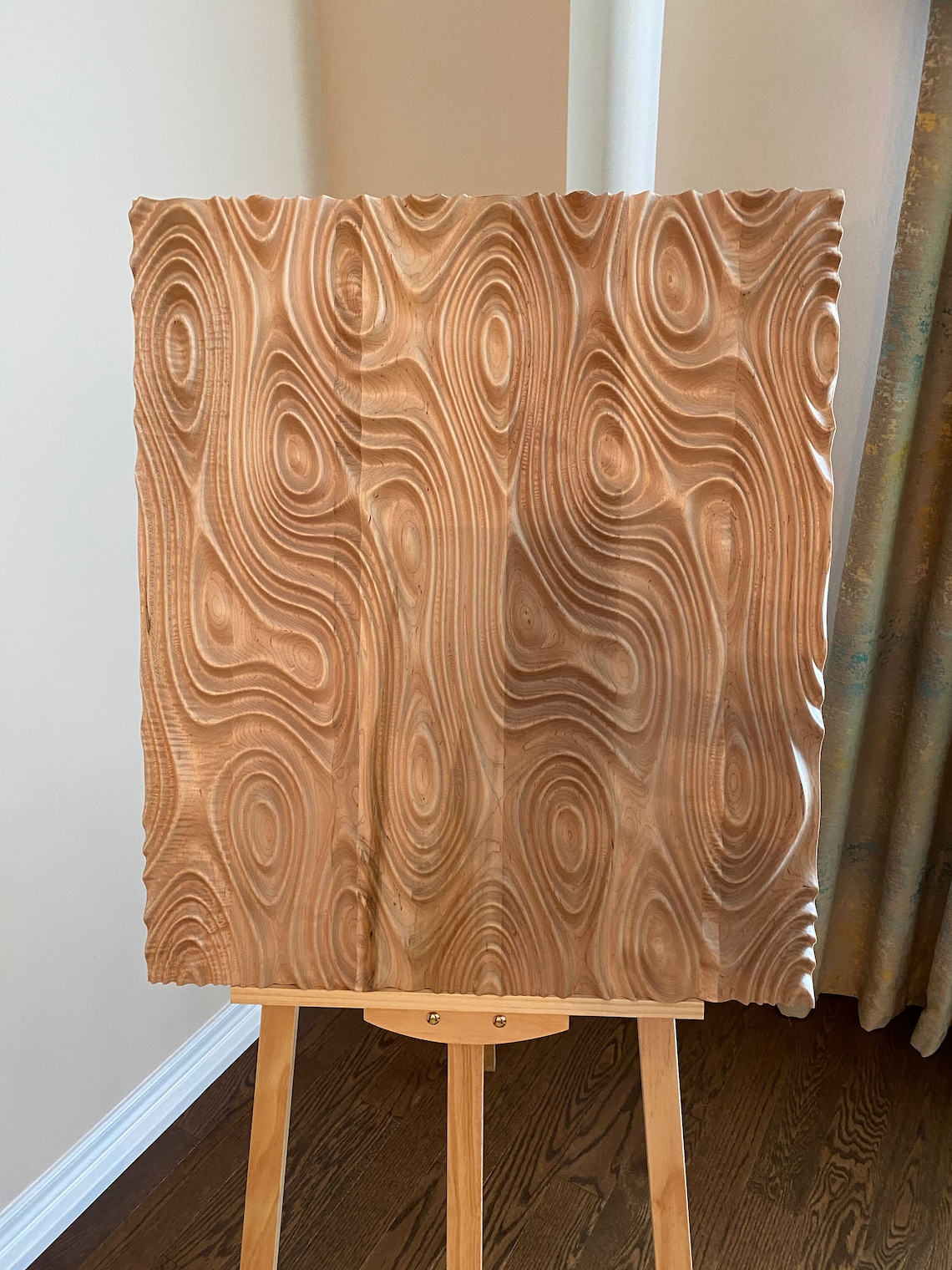 Abstract Topographic Waves Wood Carving. Hand Carved Geometric Etsy