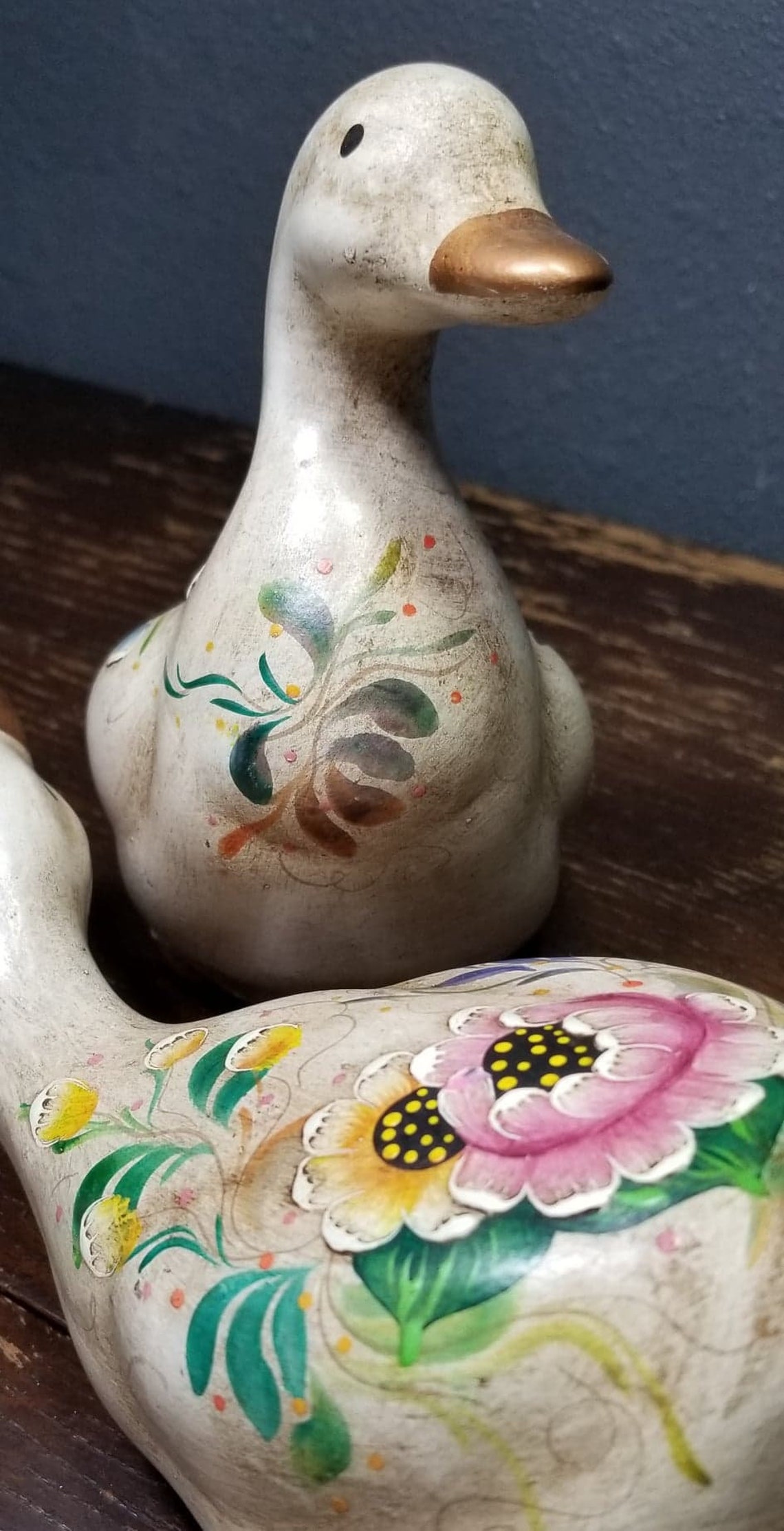 Pair Set of Two Handmade Hand Painted Ceramic Pottery Ducks Etsy