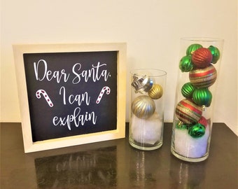 Dear Santa I Can Explain Wood Sign | Chalkboard Sign | Santa Decor | Holiday Decor | Christmas Decor | Handmade Decor | Home Decor