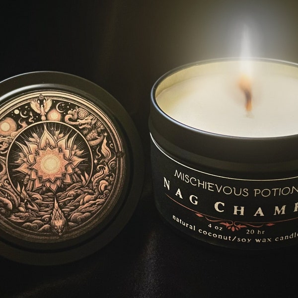 Nag Champa⎮Candle Plant-based Natural coconut soy wax Clean burning Sustainable Eco friendly Essential oils Incense Resin Musk Powder Floral