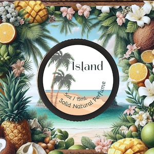 Island⎮Solid Natural Perfume⎮Floral Aquatic Fruity Exotic⎮Lush Tropical Warm Sweet⎮Fresh Ocean Air Beachy⎮Seaweed Maritime Pine Gardenia