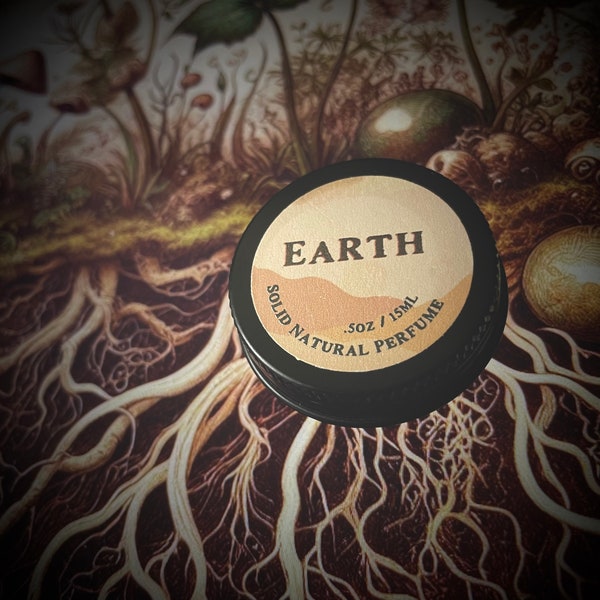 Earth⎮Solid Natural Perfume Unisex⎮Earthy Smokey Woody Dirty Herbal Bold Musky Balsams Vetiver Sandalwood Resin Clary Sage Lavender Juniper