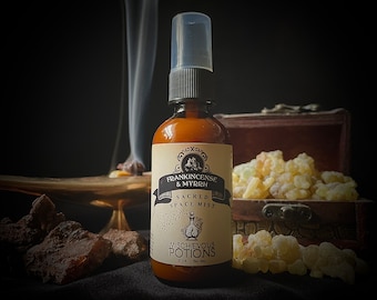 Frankincense & Myrrh Mist⎮Vegan Natural Fragrance Body Splash⎮Unisex Witchy Cologne⎮Essential Oil Smudge⎮Meditation Room Spray⎮Amber Resin