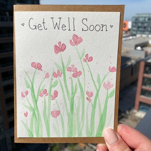 Get Well Soon Card, carte de vœux aquarelle peinte à la main