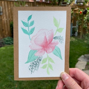 Carte de Voeux Floral Aquarelle Peinte à la Main