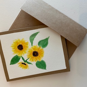 Carte de vœux d’été tournesol, aquarelle peinte à la main