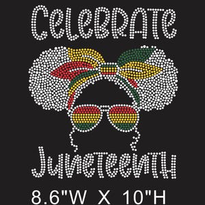 Afro Lady - Natural Girl - Iron On - Rhinestone Transfer - Bling Hotfix Afro Lady Motif - Celebrate Juneteenth Rhinestone Transfer