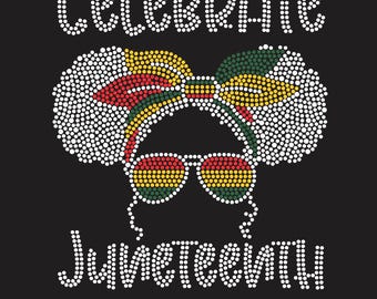 Afro Lady Rhinestone Iron-On Transfer: Juneteenth Bling Motif
