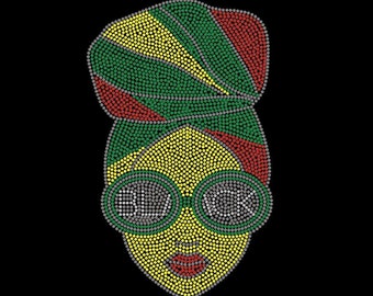 Black Girl Magic Rhinestone Iron-On Transfer – Afro Bun Lady Motif