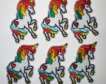 Small Embroidered Unicorn Patch - Rainbow Embroidered Patch  (12pcs)  2 x 3.5 inches