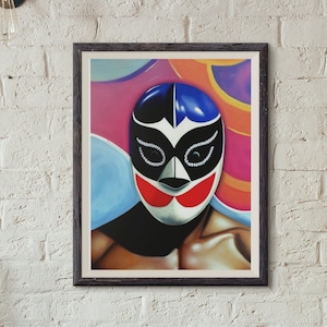 Luchador Printable Painting, Mexican Lucha Libre Wall Art Decor, Wrestling Inspired Print, Wall Decor