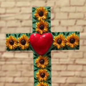 Dia De Los Muertos Cross Flower Wooden Cross, Día de Muertos Pintado a mano Daisy Cross por Casita De Los Muertos