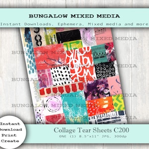 Collage Tear Sheets Art Journaling Mixed Media Collage Art Collage Sheet Collage Fodder Collage Paper Digital Download 8.5&quot; x 11&quot;