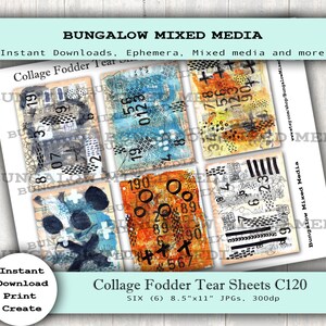 Set of 6 Collage Tear Sheets Art Journaling Mixed Media Collage Art Collage Sheet Collage Fodder Collage Paper Digital Download