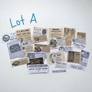 JARDINERÍA LOTE DE 24 PZS. Paquete de papel efímero, diario basura, anuncios antiguos, collages artísticos, anuncios físicos en papel desgastado y envejecido que se envían a su domicilio