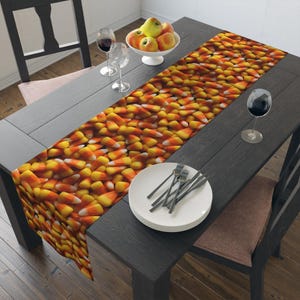 Candy Corn Pattern Table Runner — Halloween Fall Harvest Décor