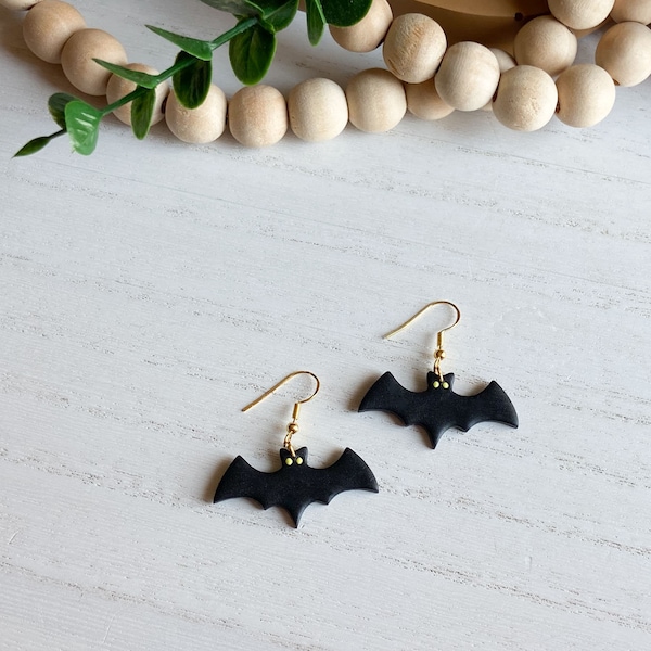 Halloween Bat Polymer Clay Earrings/Bat Earrings/Spooky Bat/Halloween Jewelry/Nickel Free