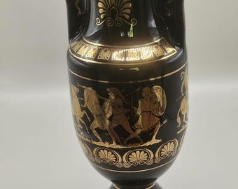 Vintage 24K Gold Hand Made in Greece Black and Gold Vase - Etsy