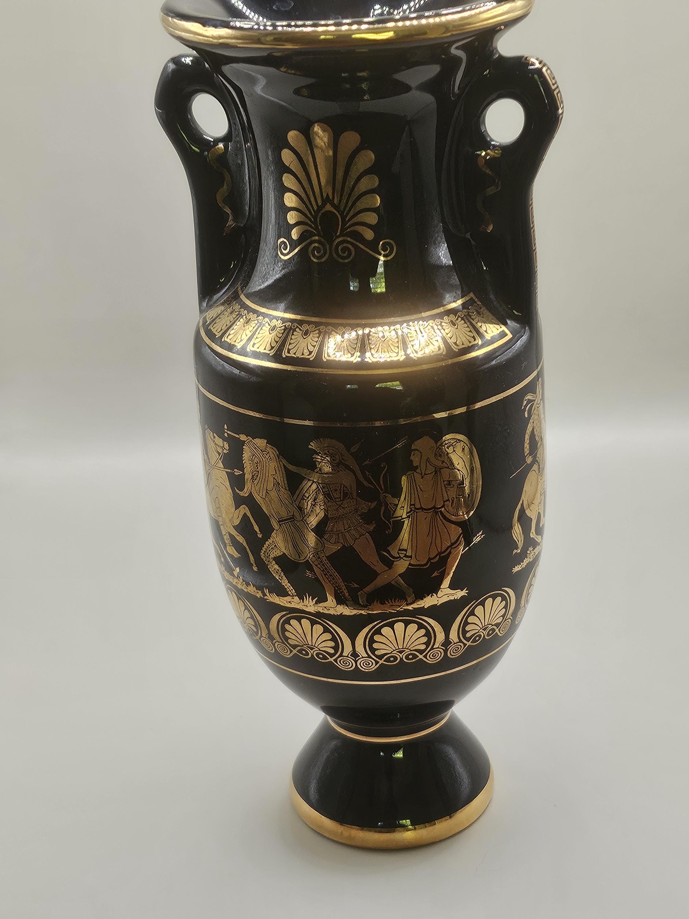Vintage 24K Gold Hand Made in Greece Black and Gold Vase - Etsy