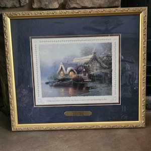 Thomas Kinkade Lochaven Cottage Collectors Society Matted Framed Lithograph  with Certificate of Authenticity