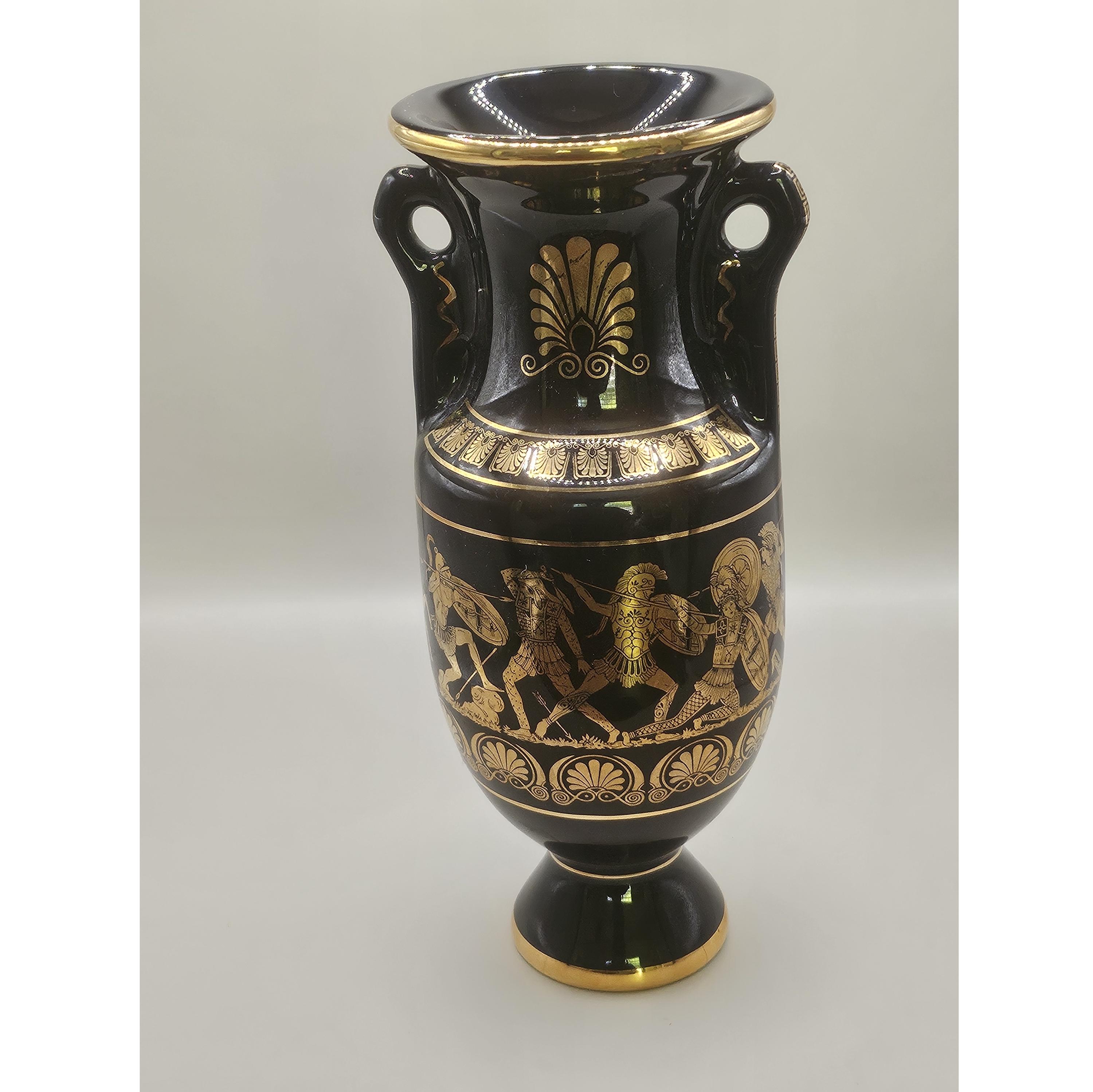 Vintage 24K Gold Hand Made in Greece Black and Gold Vase - Etsy