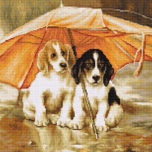 Cross Stitch Kit By Luca-S - COUPLE UNDER an  Umbrella