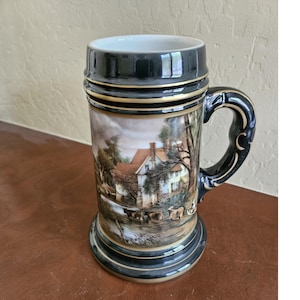 Vintage Collectible Gerold Porzellan Tettau German Porcelain Beer Stein Mug; Bavaria West Germany Lithophane Beer Stein