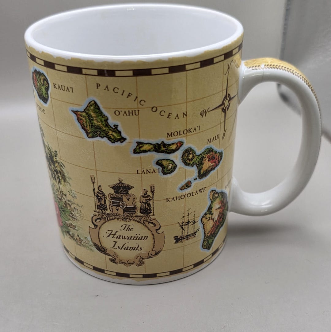 Teamap Mug Hawaiian Islands Map Ceramic Mug, Souvenir Coffee Cup - Etsy
