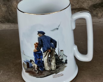Vintage Norman Rockwell Stein: Looking Out To Sea, 1985 Porcelain Mug