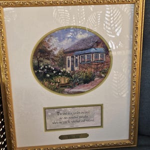 Vintage Thomas Kinkade Gardeners Retreat Collectors Society Framed Print