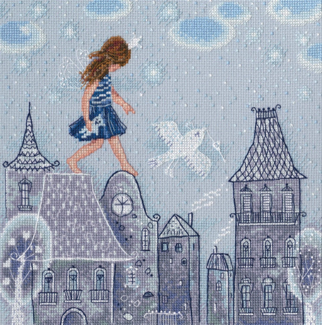 Kit Point De Croix RTO - Coussin “Conte De Fées Sur La Lune Volée”, Modèle Compté, Neuf