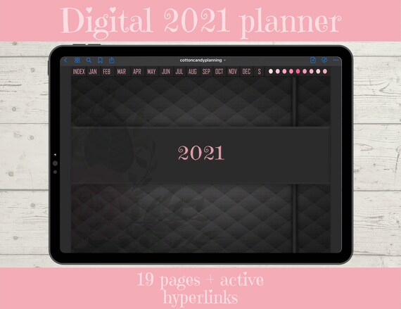 2021 Digital Planner, Active Hyperlinks, 12m Planner, Goodnotes 5 and Notability, Sticker Pages, and an Empty Index for Customization!