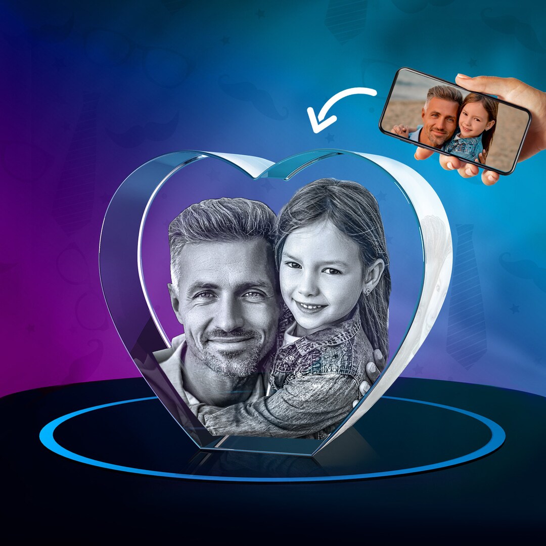 3D Crystal Photo Personalized Gift Rectangle ArtPix 3D Men Gifts - Home